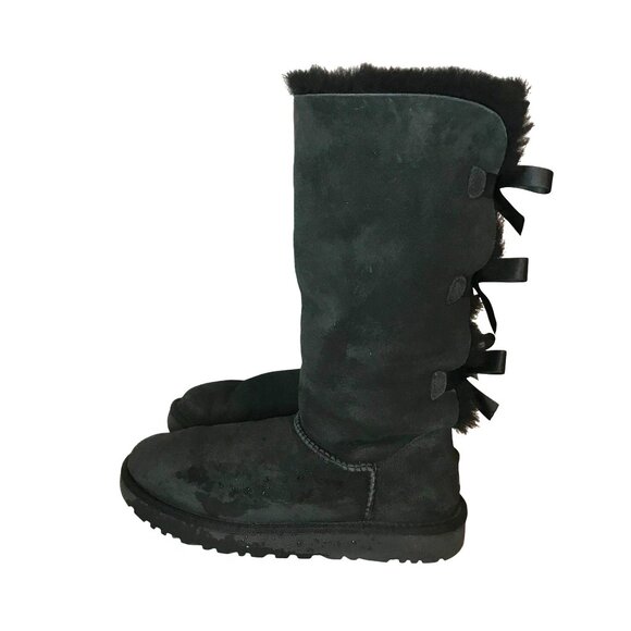 Women's Bailey Bow Tall II Black Suede Sherpa Lined Boot SZ 8/39 - Picture 5 of 8